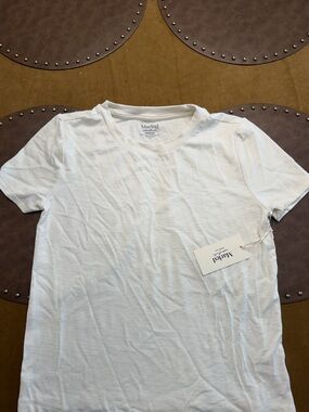 Marled Essentials Dreamy Slub Women's White T-Shirt Size Small Crew Neck Cotton